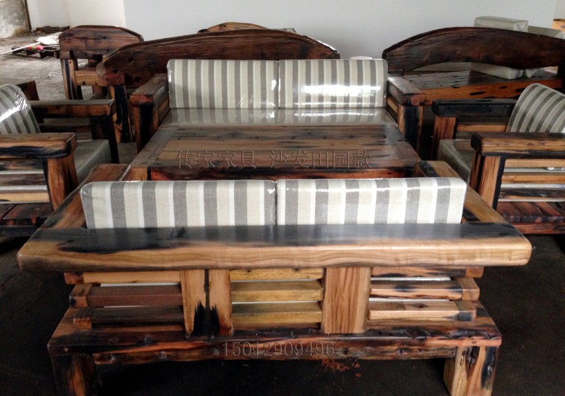 供应用于船木家具的上好古船木框式田园沙发 船木家具
