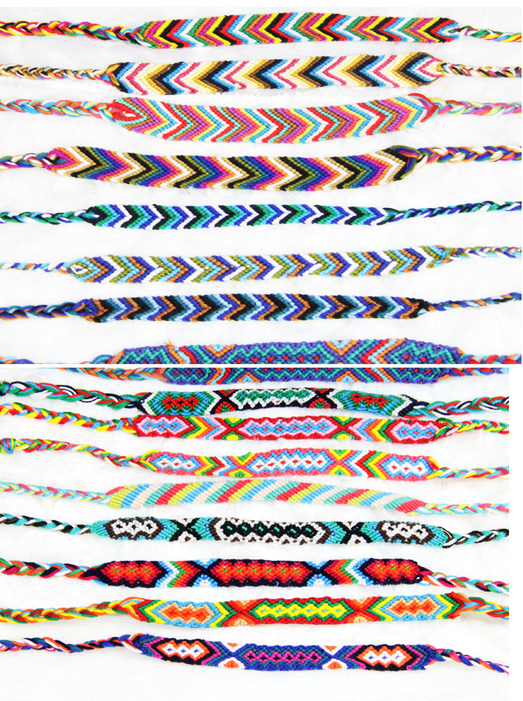 供应男女士手链DMC十字绣专用DIY饰品材料编织尼泊尔民族风手链图片