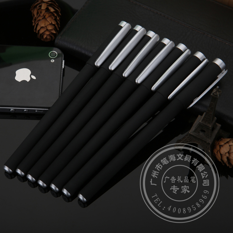 新品上架 LOGO制作磨砂中性笔 商务黑色水笔 广告中性笔订做笔厂