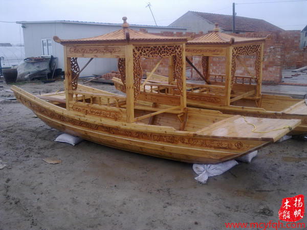 供应最好看的仿古木船，单亭木船，单蓬木船，高低蓬木船，兴化市扬帆木船厂图片