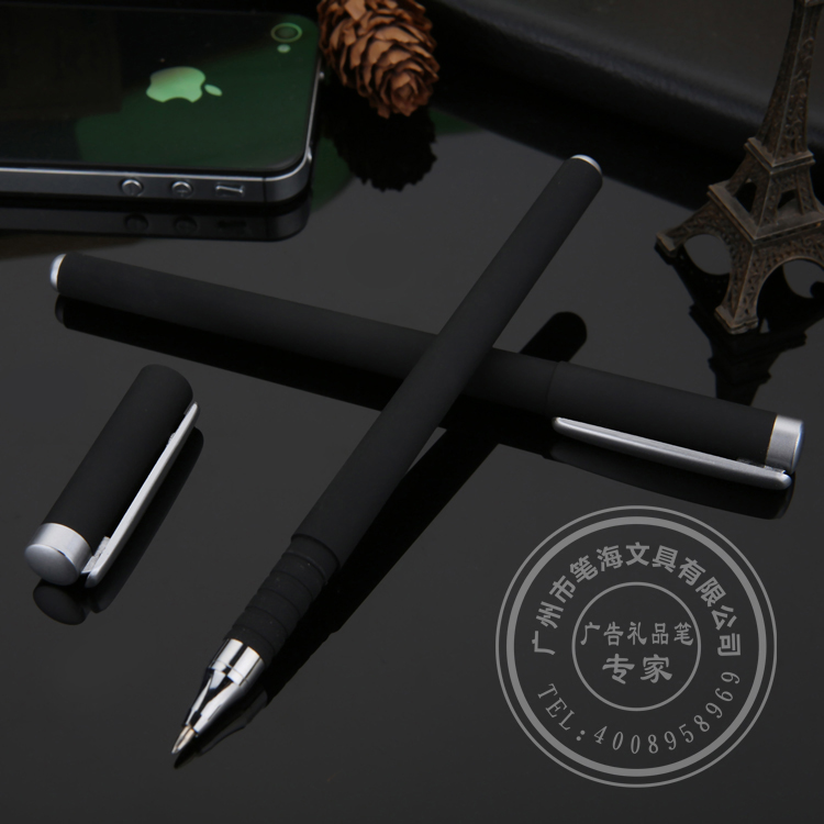 新品上架 LOGO制作磨砂中性笔 商务黑色水笔 广告中性笔订做笔厂