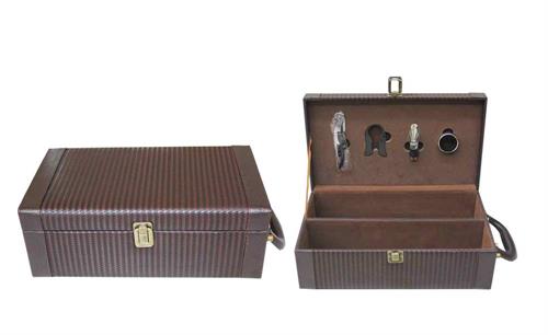 供应编织纹双支皮酒盒，北京酒盒，酒盒包装，双支皮盒，松木酒盒图片