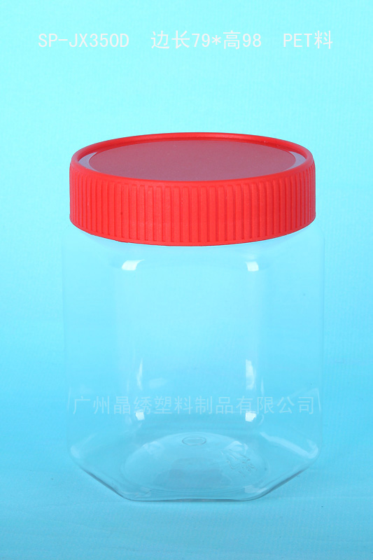 供应500毫升六角塑料瓶 广口PET塑料瓶 透明食品罐配不锈钢盖 厂家批发 可送货上门