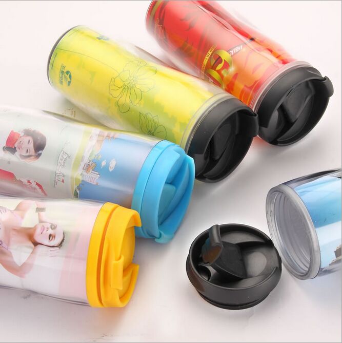 供应用于塑料杯的定做塑料促销广告杯 双层咖啡杯