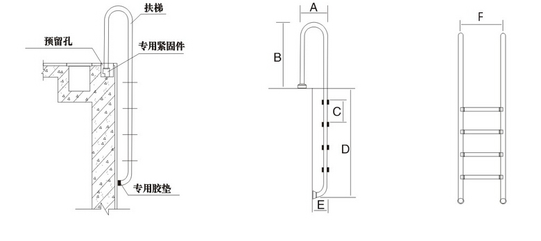 供应游泳池WL-SF205A泳池扶梯厂家