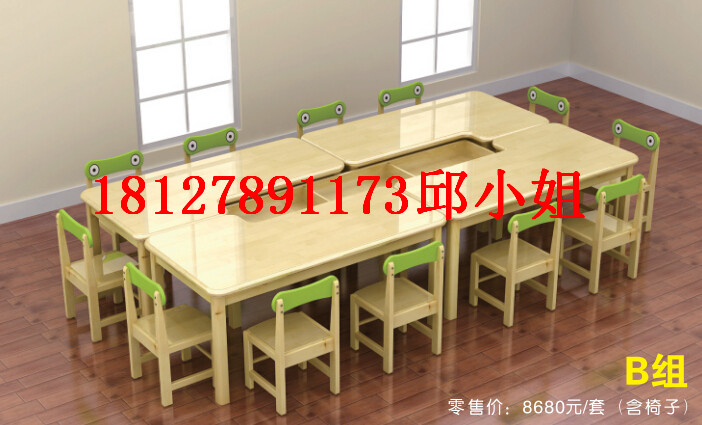 广州市清远儿童学习桌椅幼儿园实木桌椅厂家
