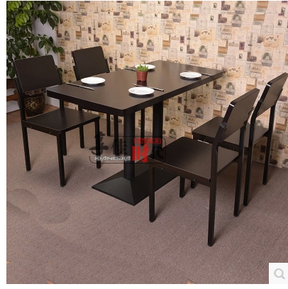 供应咖啡厅桌椅皮艺卡座沙发西餐厅餐桌组合实木餐桌甜品奶茶店桌椅图片