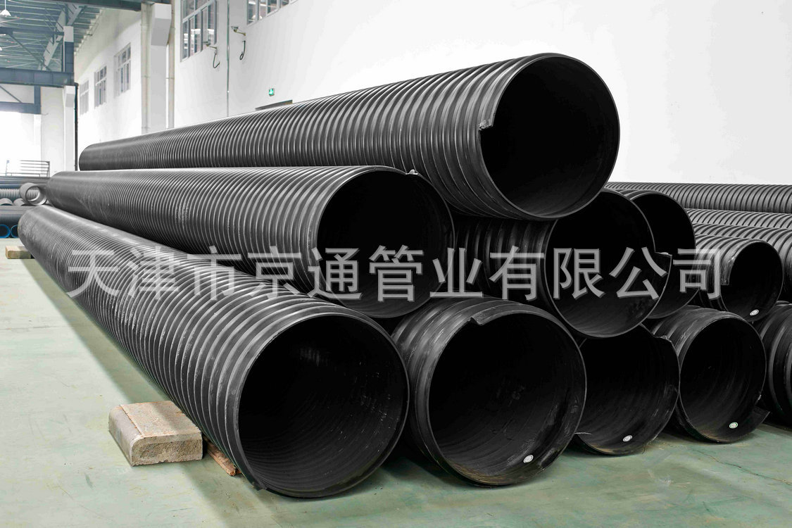 供应二连直销HDPE钢带增强波纹管厂家，国标包检测PE钢带管价格