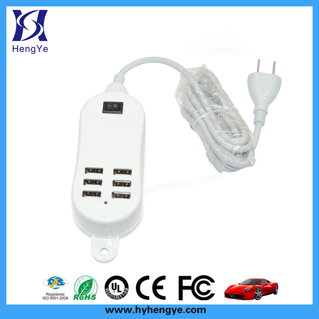 供应用于电子产品充电|手机充电的6usb充电器插座式充电器带线排插图片
