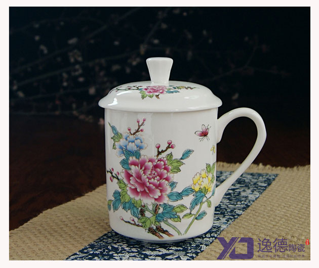供应青花瓷茶杯 促销礼品茶杯 广告杯