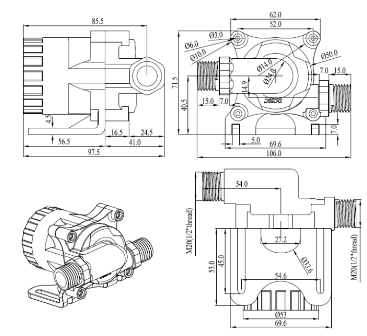 深圳市体积小、压力大高效率微型泵DC50C厂家供应用于抽油泵|水循环泵|灌输泵的体积小、压力大高效率微型泵DC50C