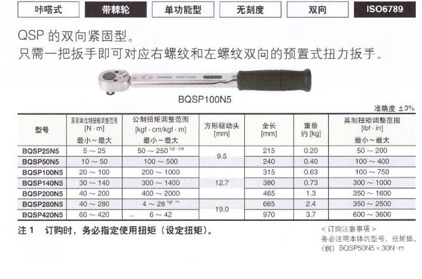 供应日本东日BQSP5脫跳式扭力扳手