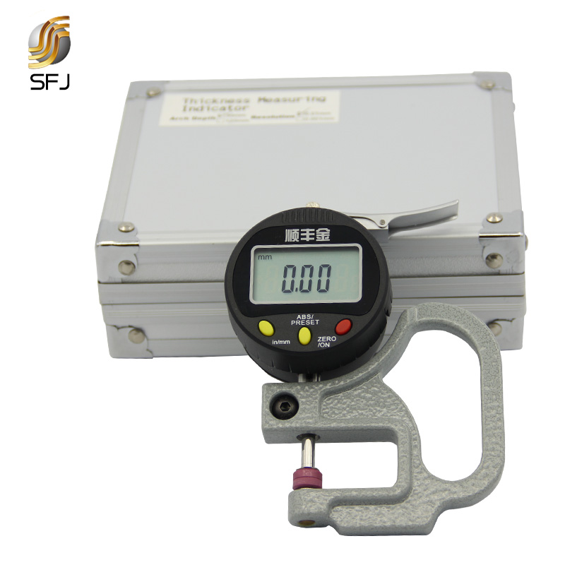供应高端数显百分测厚仪测量厚度规带数据线输出口0-12.7mm0.01mm电子测厚表