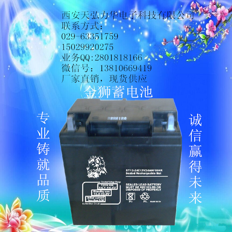供应陕西金狮免维护蓄电池12V24AH