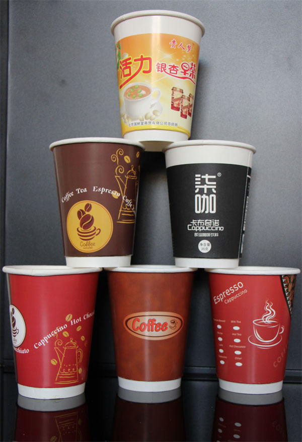 供应定制双层纸杯 中空隔热咖啡杯 奶茶