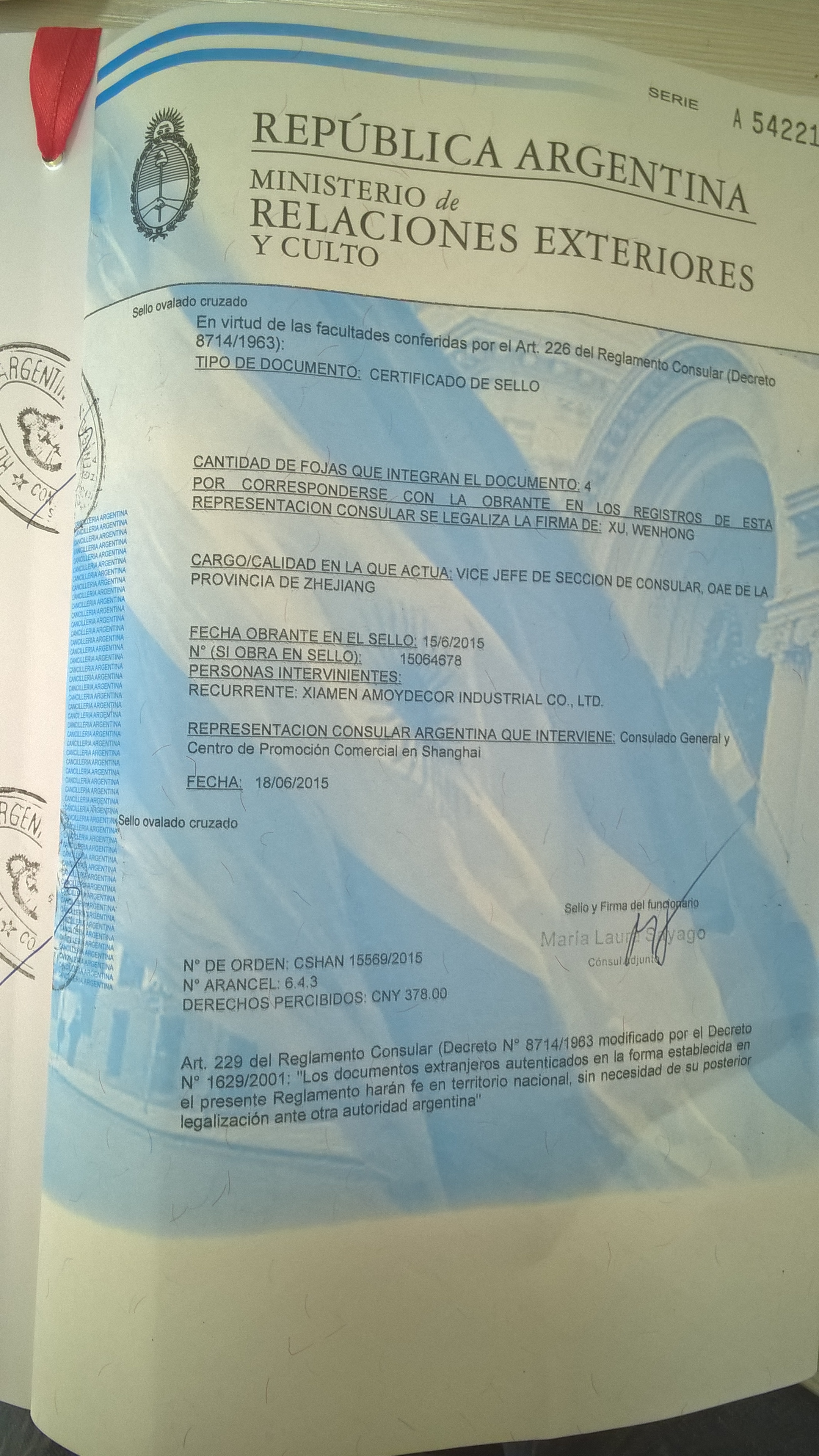 阿根廷产地证发票大使馆认证办理费用