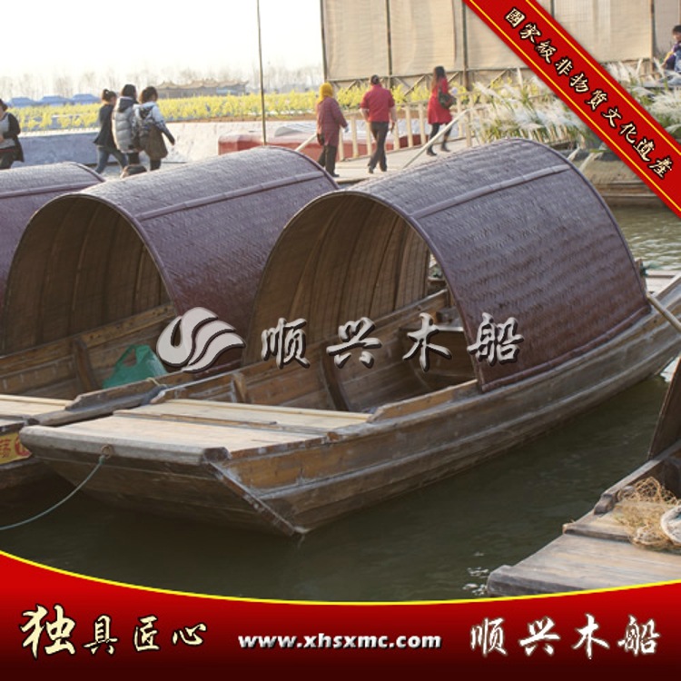 兴化市顺兴木船厂供应用于旅游|摄影|餐饮的仿古乌蓬船 中式木船 渔船 手划船