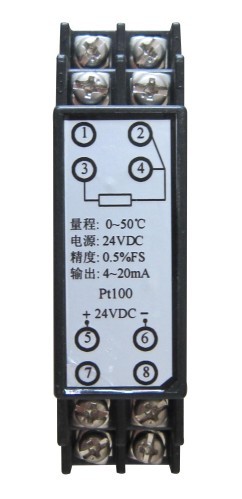 供应SBWZ-2280导轨式温度变送器PT100 0.2级温度变送模块24VDC 4-20MA