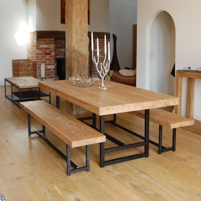 铁艺实木长方形工作台餐桌椅组合批发