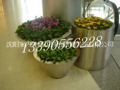 供应用于各种商业场所的高档仿真植物墙花艺不锈钢花器花盆
