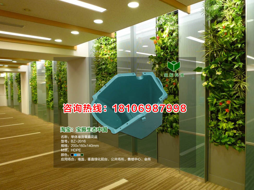 供应用于墙面垂直绿化的宝振立体绿化墙体垂直绿化花盆容器图片