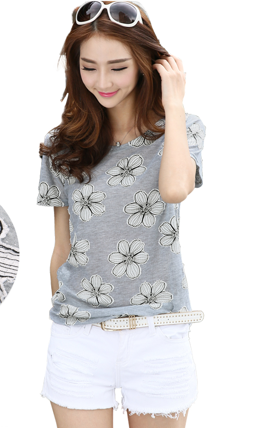 供应2015韩版女装圆领印花T恤