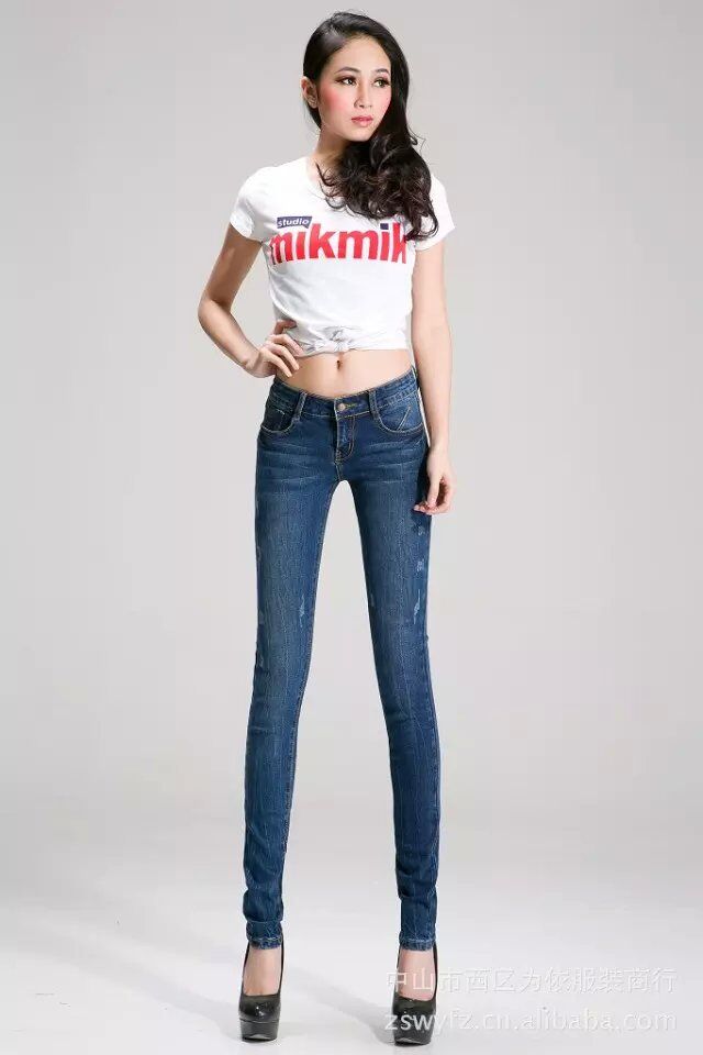 供应用于穿卖的最便宜的牛仔裤批发 韩版时尚铅笔