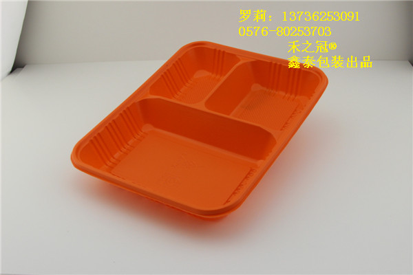 供应禾之冠高档纸质PP三格快餐盒，广州一次性快餐盒，塑料便当盒多少钱一套