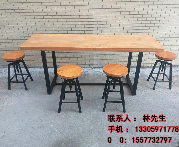 供应复古实木铁艺餐桌生产厂家，复古实木铁艺餐桌椅销售报价图片
