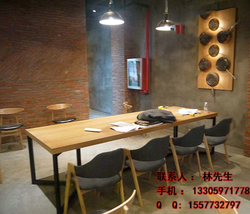 厦门市广东铁艺实木餐桌会议桌厂家