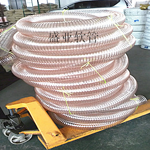 PU耐磨吸尘管 钢丝螺旋透明软管厂家直销