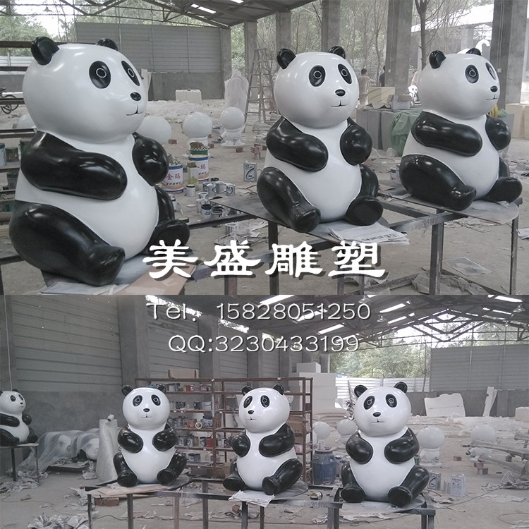 供应玻璃钢熊猫雕塑 成都玻璃钢熊猫雕塑 卡通动物玻璃钢熊猫雕塑
