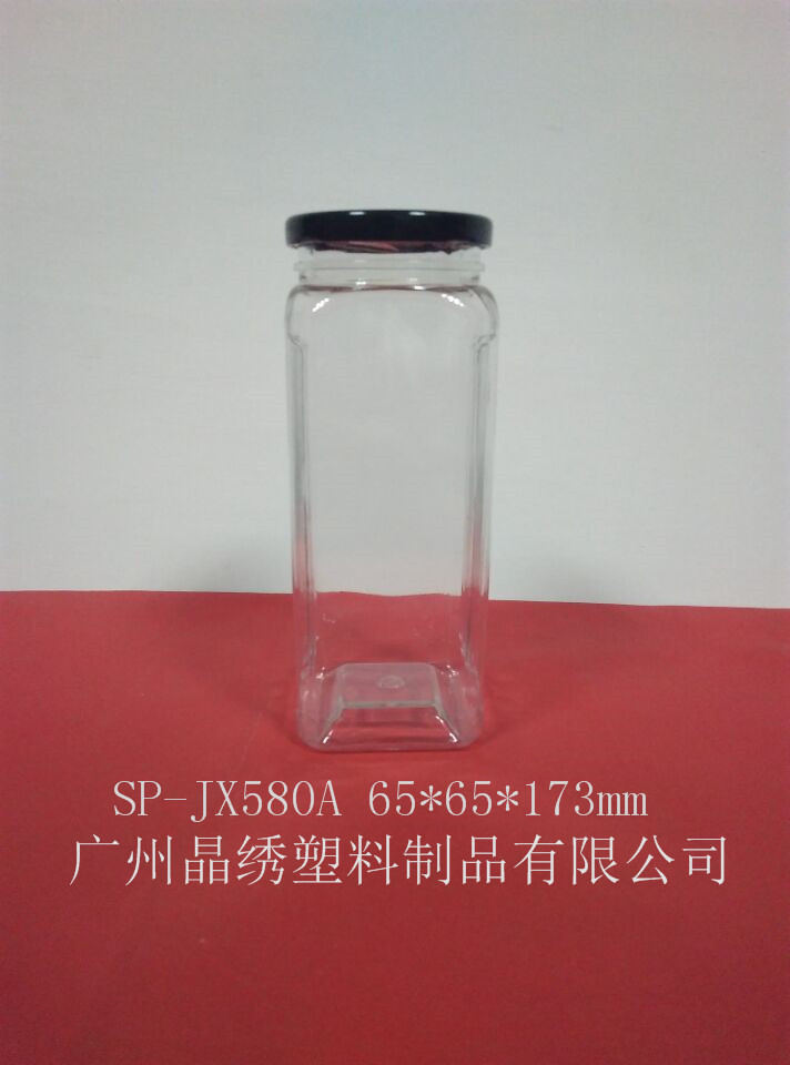 供应黑加仑葡萄干包装瓶 580毫升方形塑料瓶 铝盖瓶图片