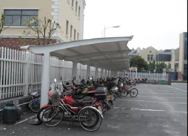 供应用于遮阳挡雨挡雪的山东青岛定制膜结构车棚 自行车棚  上海 上海铭一