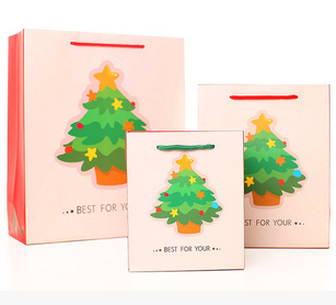 【厂家批发】圣诞礼品手提袋平安夜圣诞树款送礼纸袋低价销售图片