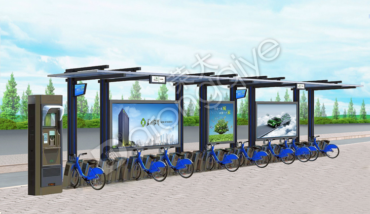 供应江苏荣大生产厂家公共自行车棚生产 RDG-21005 厂家直销公共自行车棚