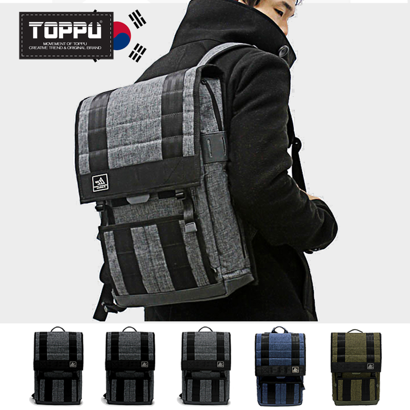 韩国正品TOPPU青年男士双肩包背包韩版拼色学院风大学生书包TP462图片