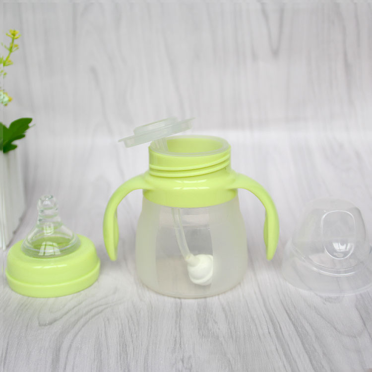 供应苹果熊新品 新生儿宽口径婴儿奶瓶  硅胶自动吸管宝宝奶瓶140ML