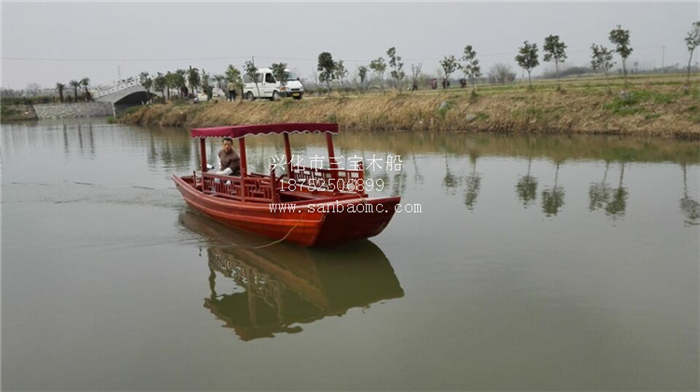厂家销售辽宁景区单蓬旅游观光木船批发