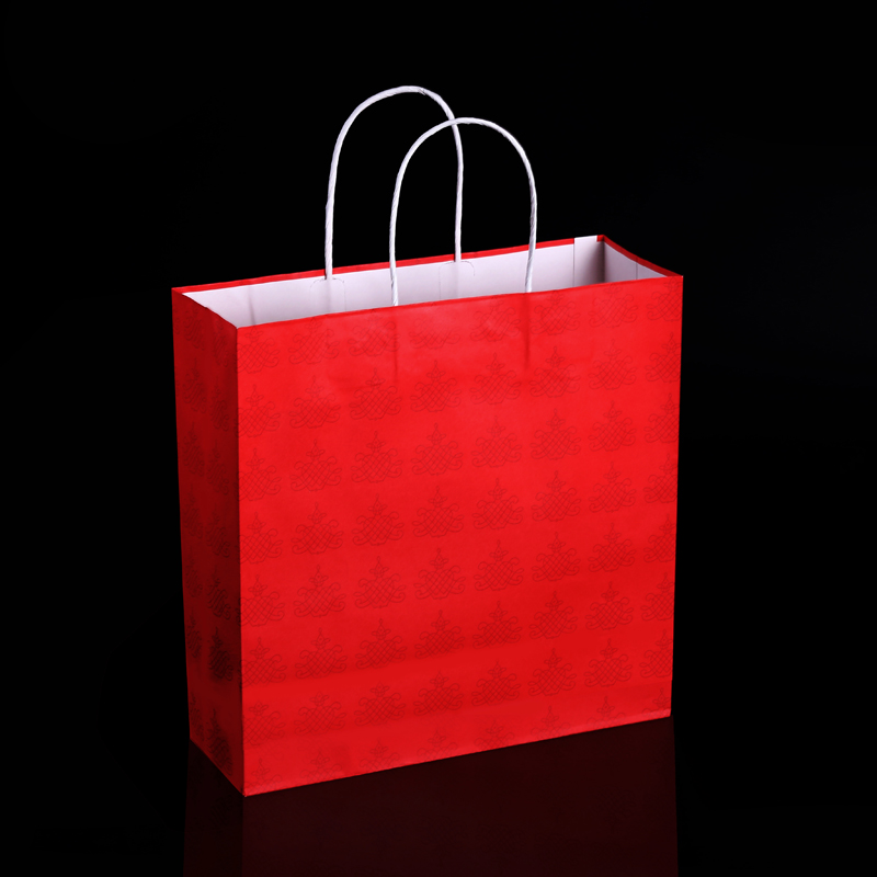 纸袋定做印刷高档礼品环保手提袋批发 红色喜庆底纹牛皮纸袋定做