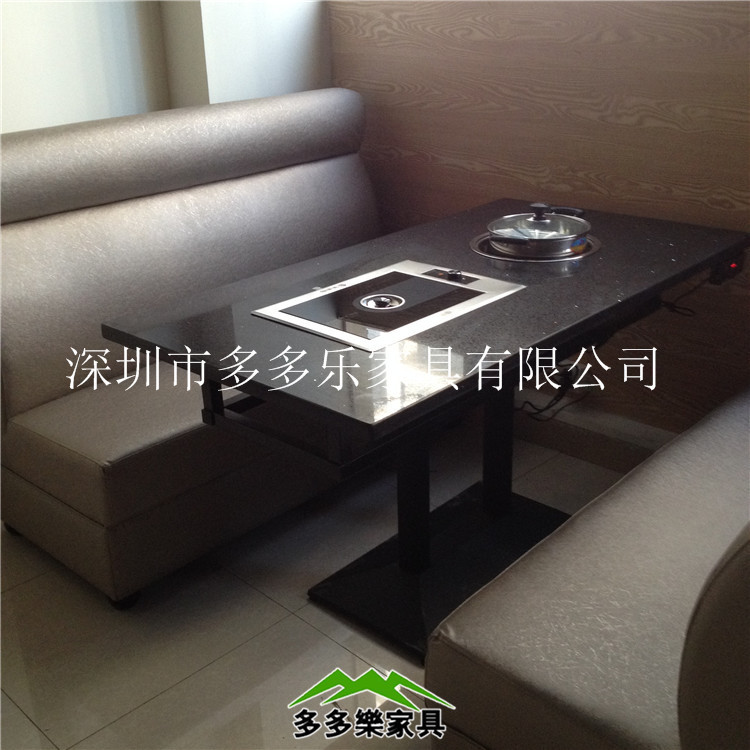 火锅桌生产家 供应酒店餐厅桌椅 不锈钢餐桌 带转盘火锅桌