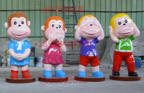 玻璃钢春节猴子节庆卡通雕塑批发
