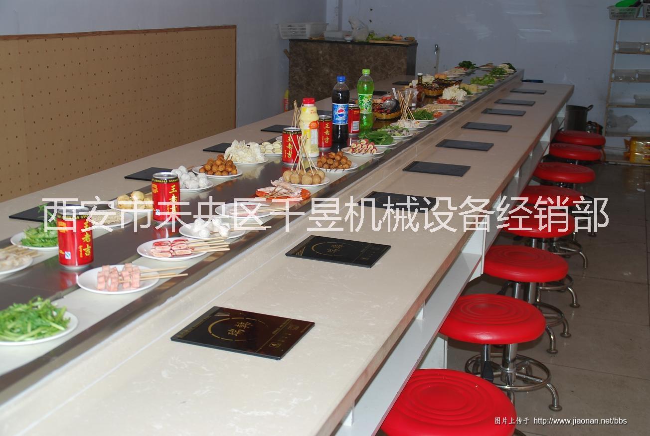 西安供应用于餐饮、酒店的转转火锅设备回转寿司设备火锅传送带图片
