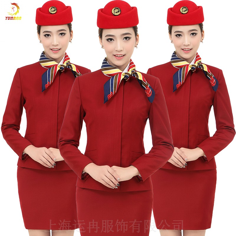 南方航空服套装 红色空姐服裙装批发