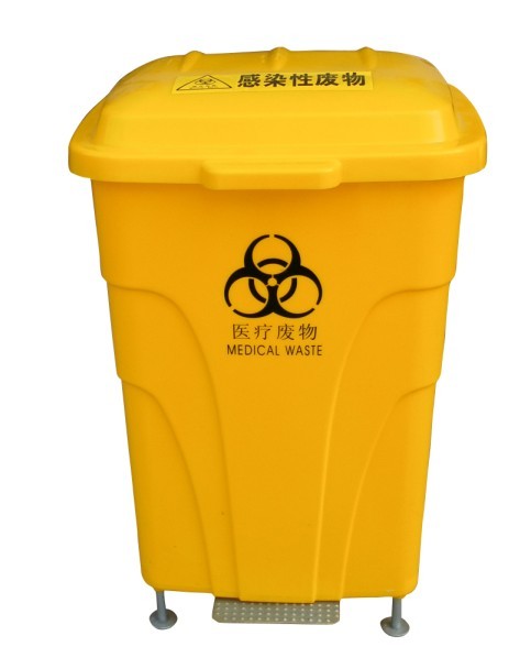 供应医院专用70L金属脚踏医疗垃圾桶 湖北优质低价医疗垃圾桶图片