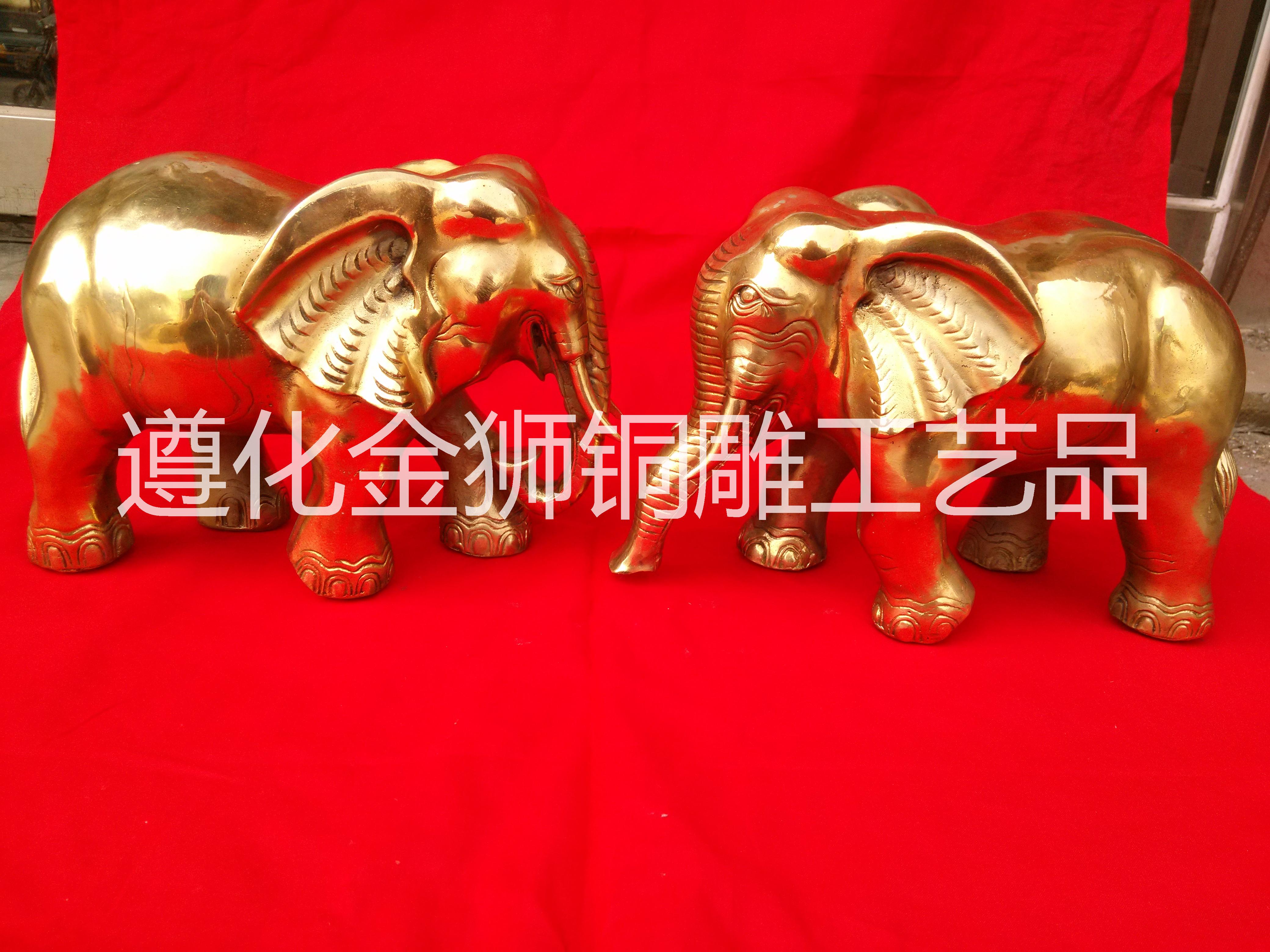 供应纯铜象拉车对象元宝如意象封侯拜相纯铜象摆件一对招财大象吸水象铜财福对象家居装饰工艺品风水摆件