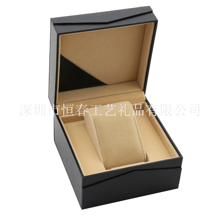 内置C圈手表包装盒 可印制logo定制名表盒 黑色翻盖塑胶高档手表盒