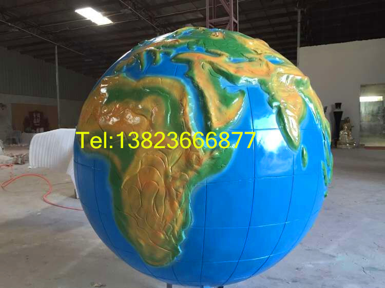 供应用于校园摆设的可旋转玻璃钢地球仪雕塑 玻璃钢地球雕塑