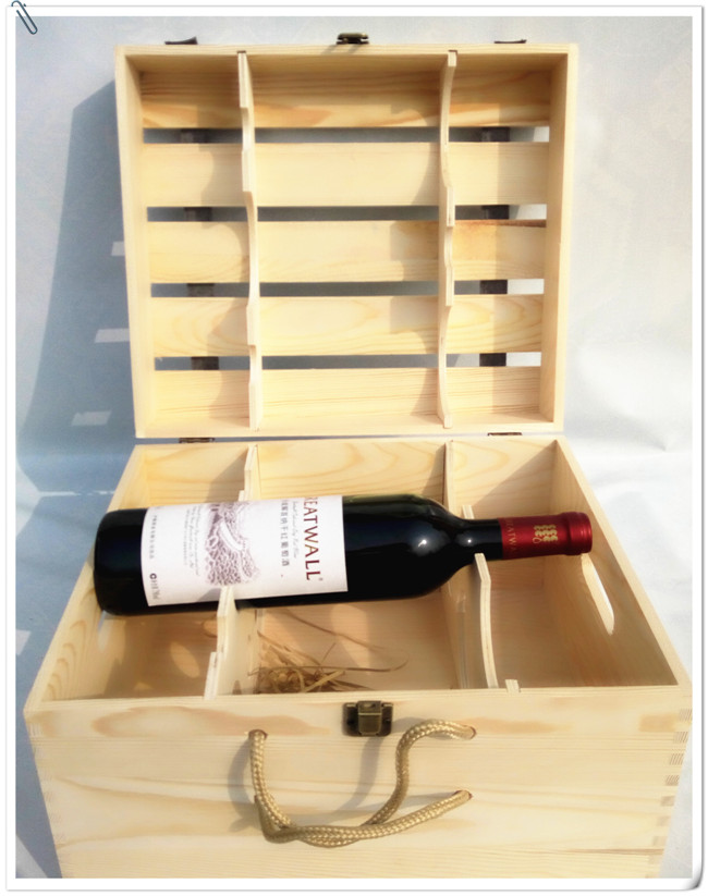 供应定制红酒木盒红酒箱 六支装红酒木图片