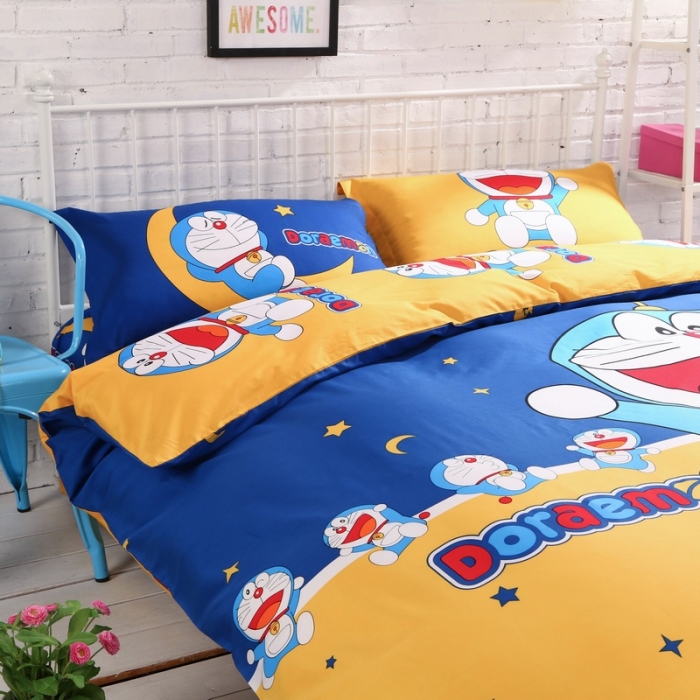 供应用于床上用品的哆啦A梦全棉卡通四件套被套床单1.8m床1.5m床1.2m床儿童三件套